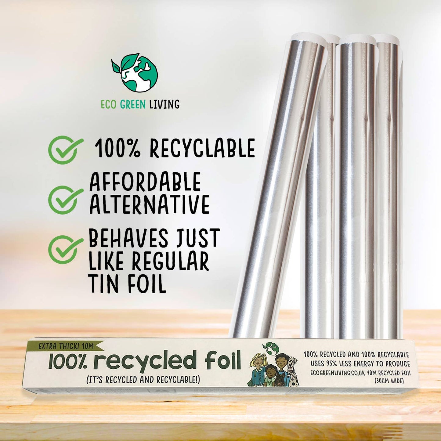 100% Recycled Aluminium Foil - 30cm x 10m