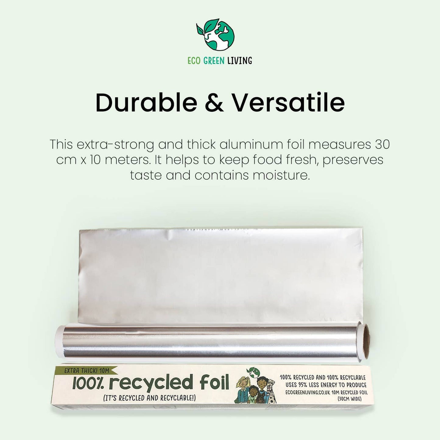 100% Recycled Aluminium Foil - 30cm x 10m