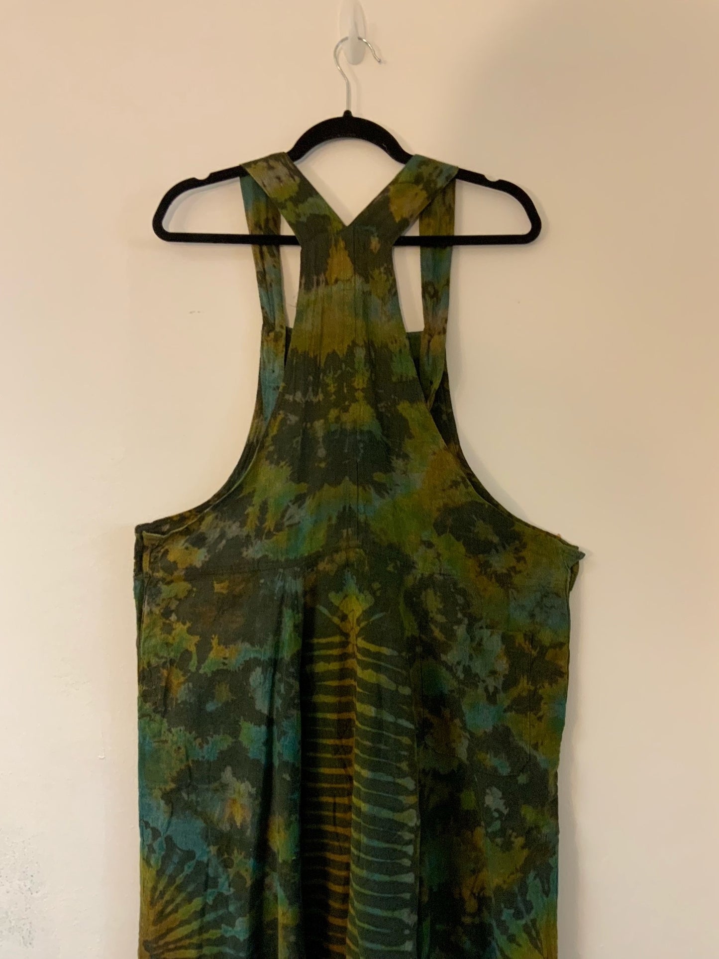 Dark Green & Blue Tie Dye Dungarees