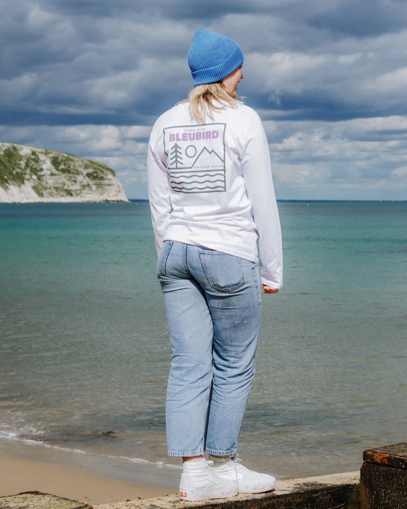 Bleubird Campout Long Sleeve (LS) Tee - White