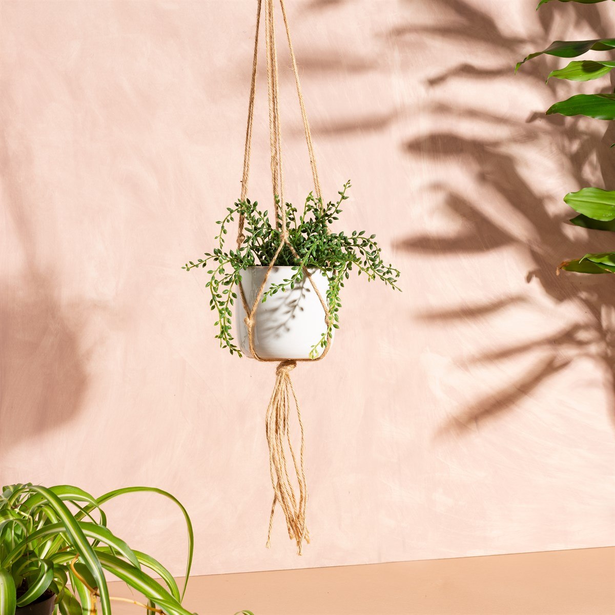 Large White Macrame Plant Hanger