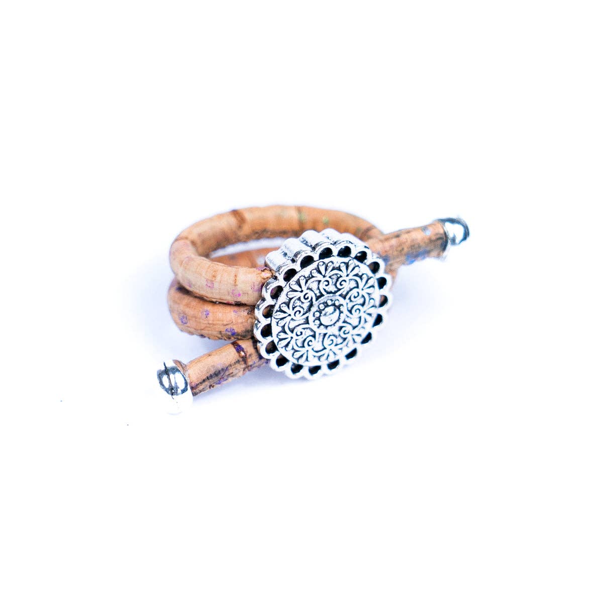 Flower with cork handmade women ring RW-005