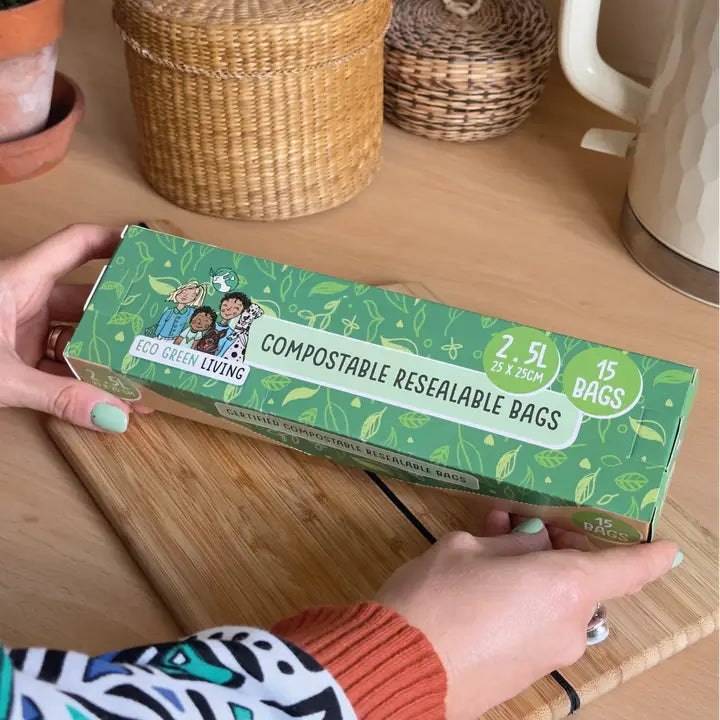 Compostable Resealable Bags Large | 2.5 Litre (15 Bags)