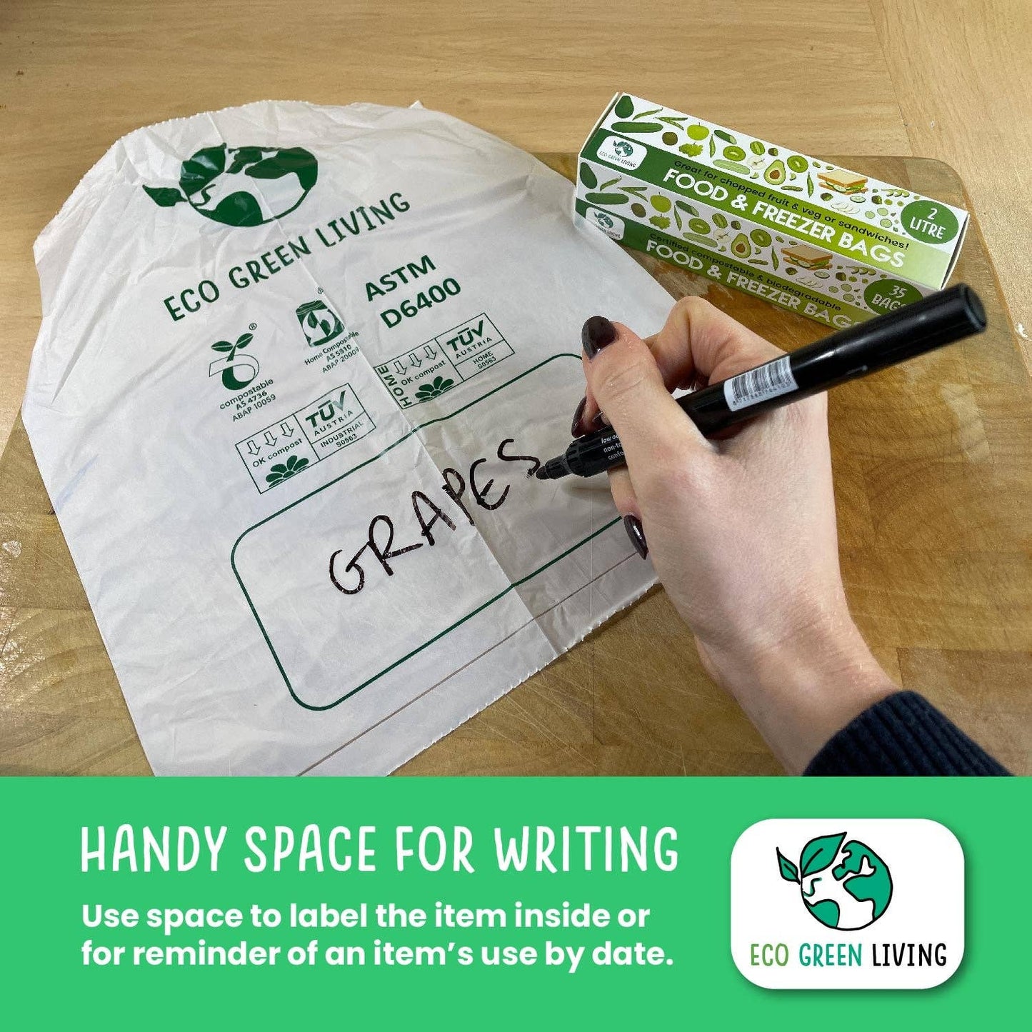 2 Litre Certified Compostable Food & Freezer Bags (35 bags)