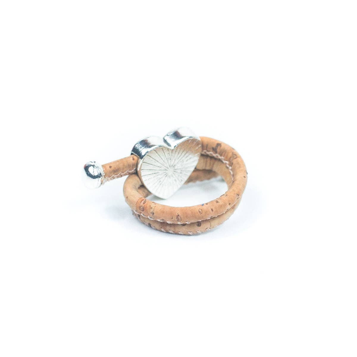 Natural Cork and Heart Fittings Handmade Ring RW-034