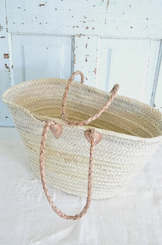 STRAW BAG Basket-Braided Handle, Straw Moroccan Bag - MY VALLEY