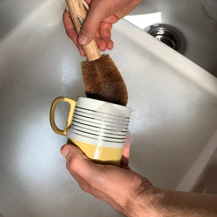 Loofco Washing-Up Brush with Handle | Coconut Fibre Dish Brush - MY VALLEY