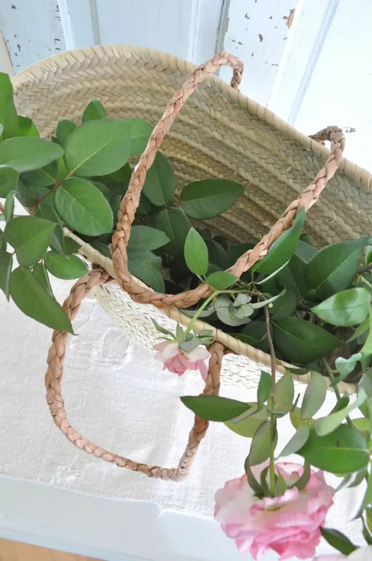STRAW BAG Basket-Braided Handle, Straw Moroccan Bag - MY VALLEY