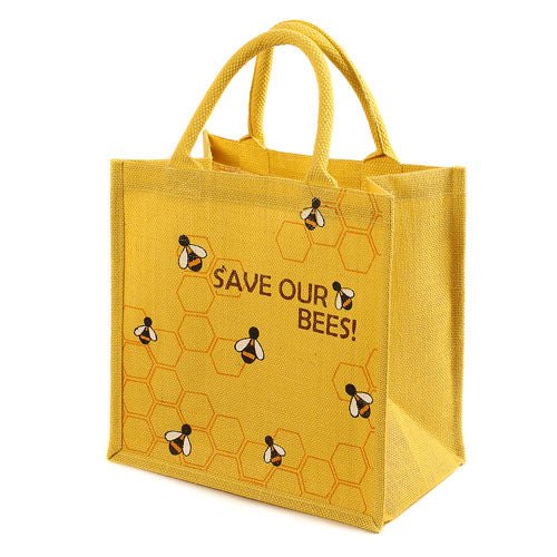 Jute shopping bag yellow Save Our Bees - MY VALLEY