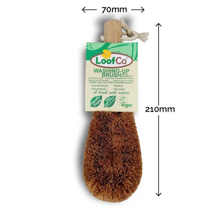 Loofco Washing-Up Brush with Handle | Coconut Fibre Dish Brush - MY VALLEY