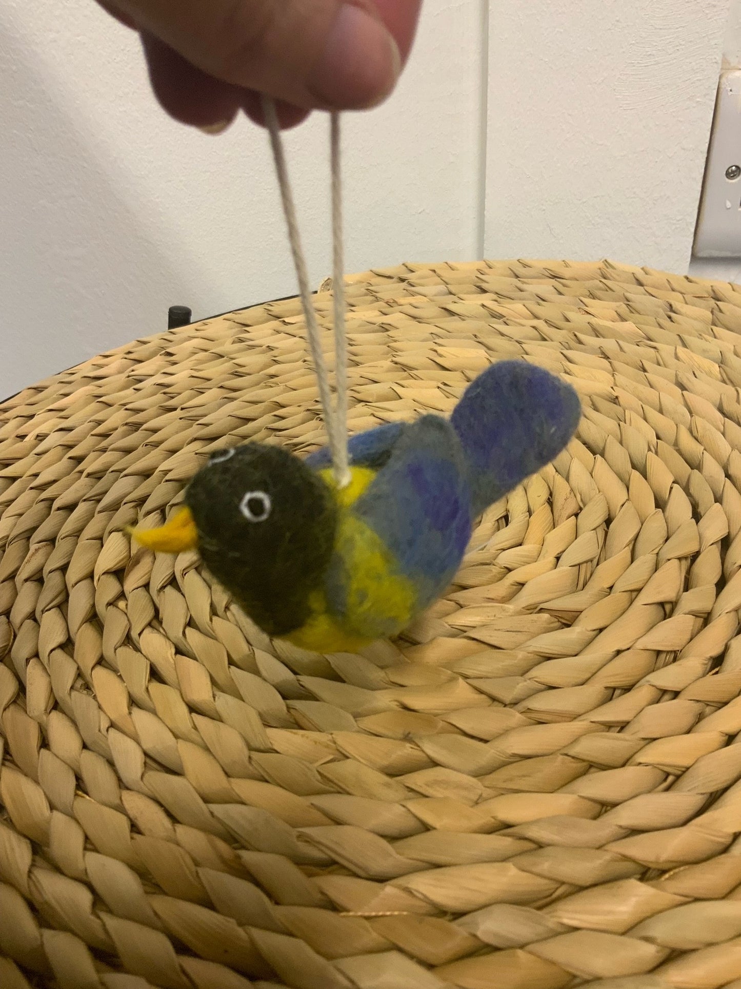 Felt yellow and blue bird