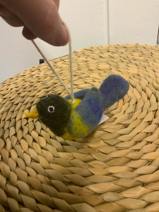 Felt yellow and blue bird