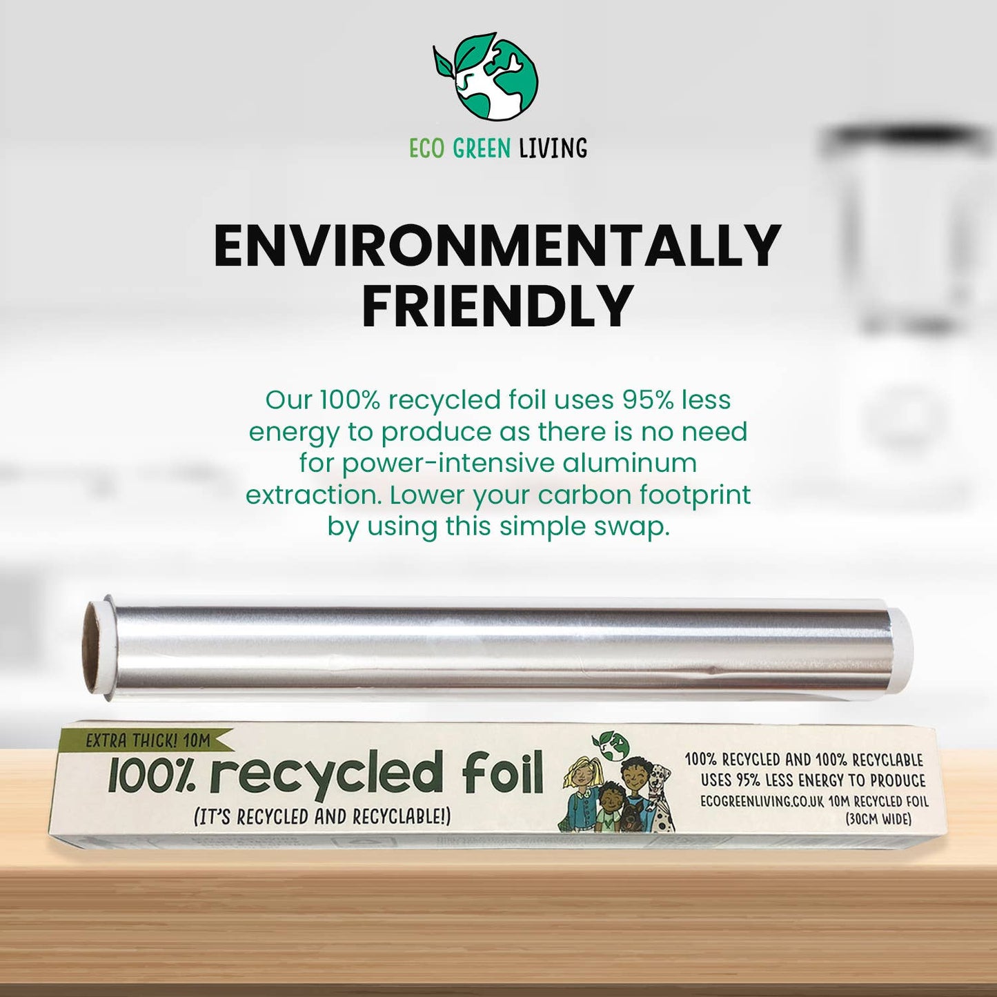 100% Recycled Aluminium Foil - 30cm x 10m