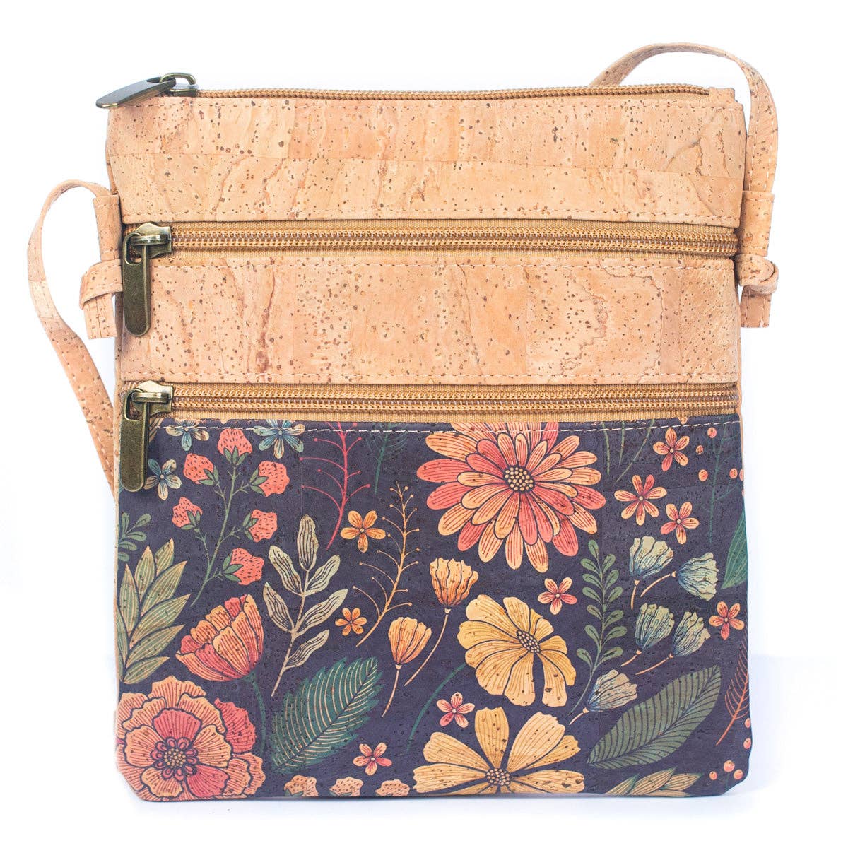 Cork Women's Double Zip Printed Crossbody Bag BAG-2266