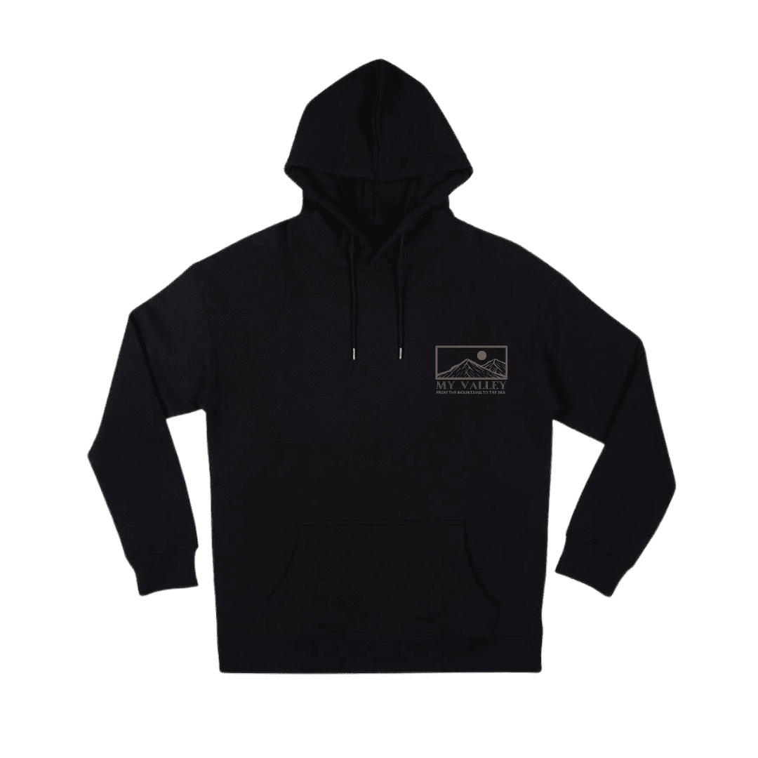 MY VALLEY - From the mountains to the sea - Organic Cotton hoodie - Black