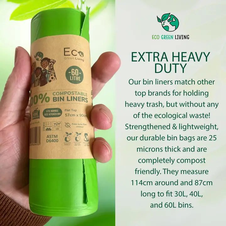 60L Compostable Waste Bags | 1 Roll of 10 Bags | Eco Green L