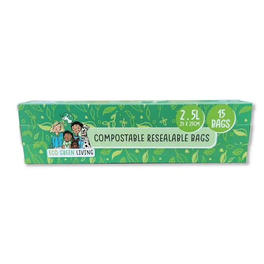 Compostable Resealable Bags Large | 2.5 Litre (15 Bags)