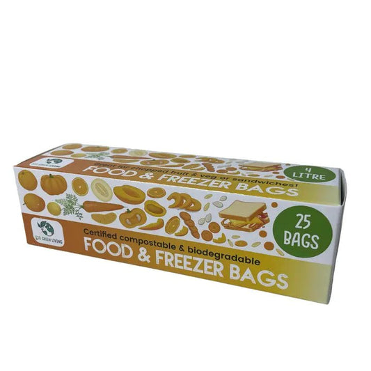 4 Litre Certified Compostable Food & Freezer Bags (25 Bags)