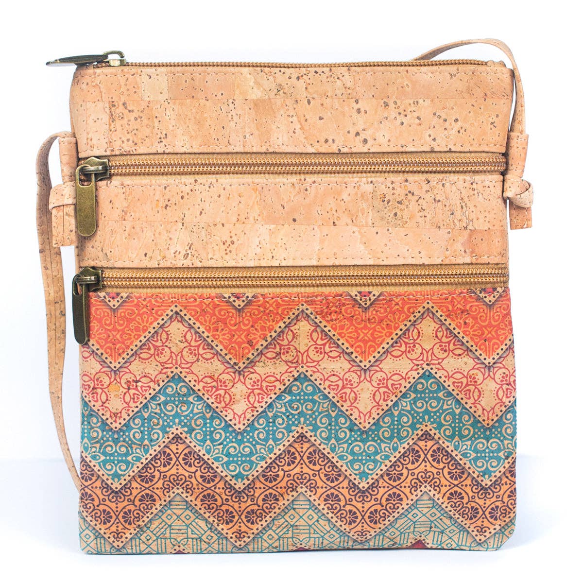 Cork Women's Double Zip Printed Crossbody Bag BAG-2266