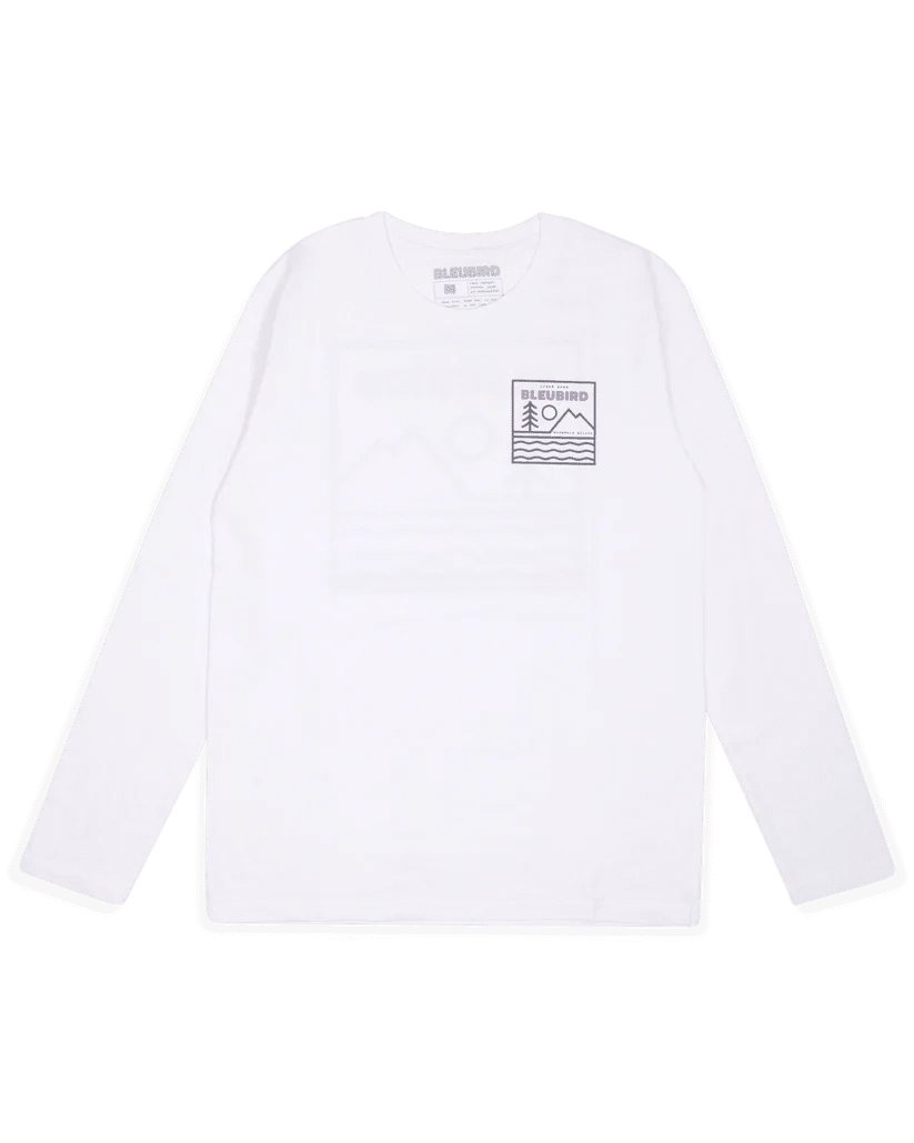 Bleubird Campout Long Sleeve (LS) Tee - White