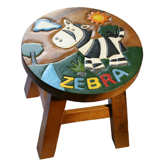 Hand carved child's stool, zebra
