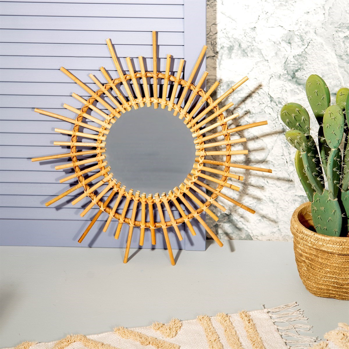 Rattan Starburst Mirror