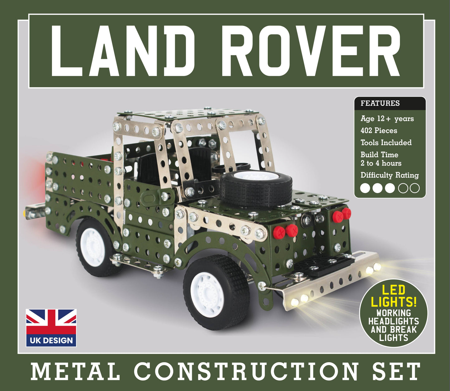 Land Rover with LED Lights Metal Construction Kit