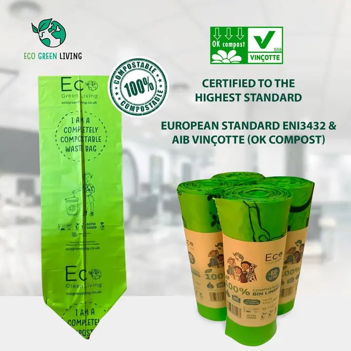 60L Compostable Waste Bags | 1 Roll of 10 Bags | Eco Green L