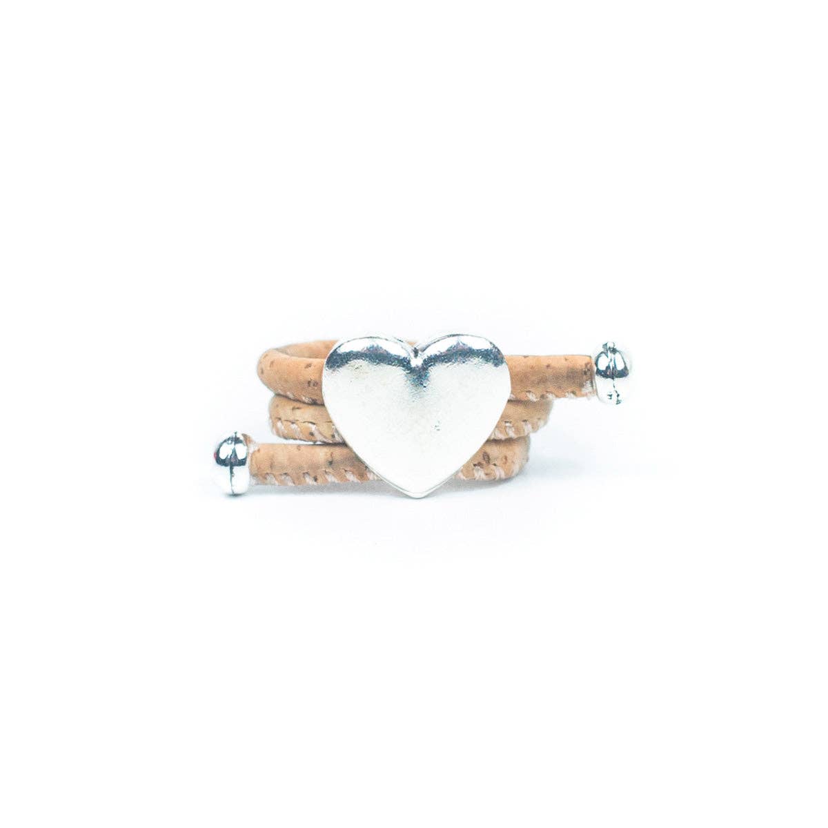 Natural Cork and Heart Fittings Handmade Ring RW-034