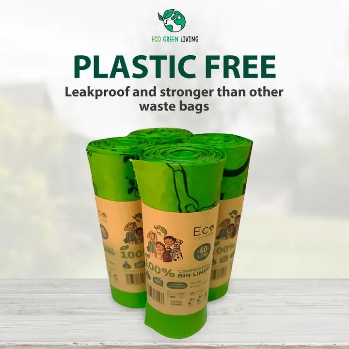 60L Compostable Waste Bags | 1 Roll of 10 Bags | Eco Green L