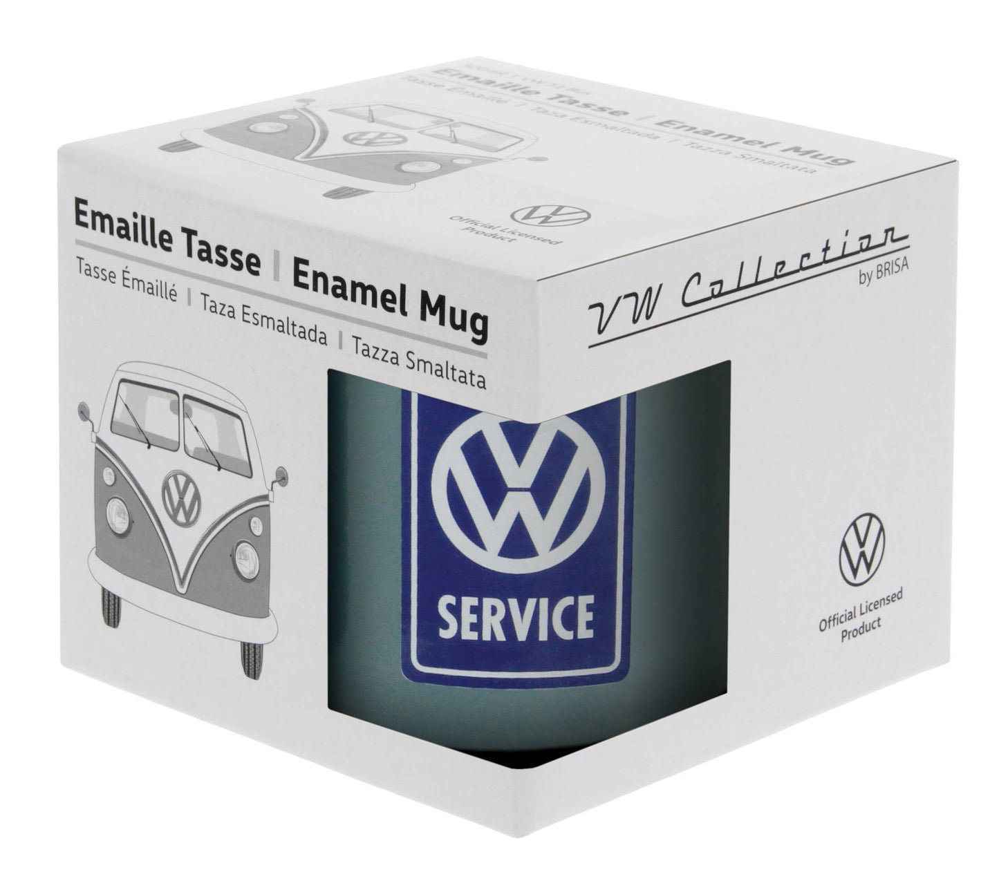 VW Bus Outdoor Enamel Mug 500ml - VW Service/Petrol