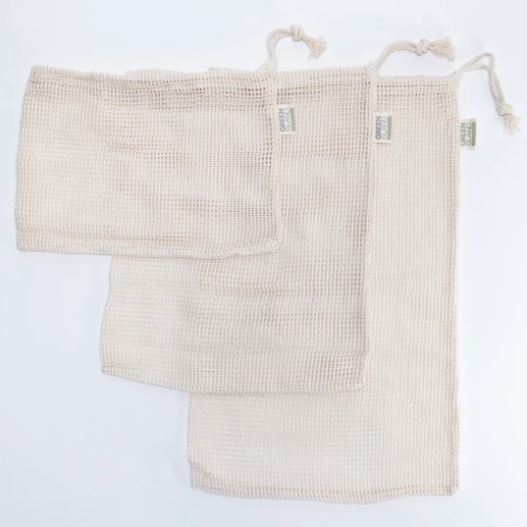 Organic Cotton Mesh Produce Bags - 3-pack On-the-go